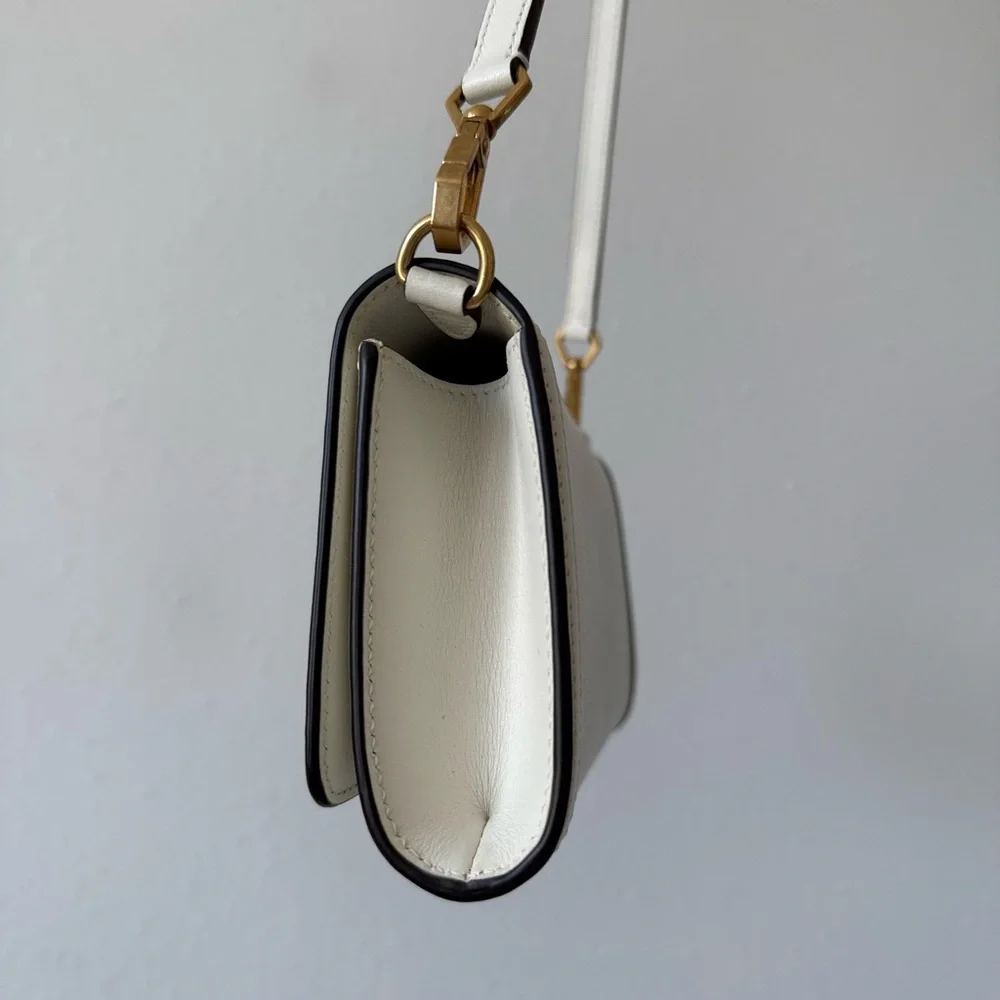 Like New JIMMY CHOO Diamond Mini Shoulder Latte Calf Leather Mini Shoulder Bag